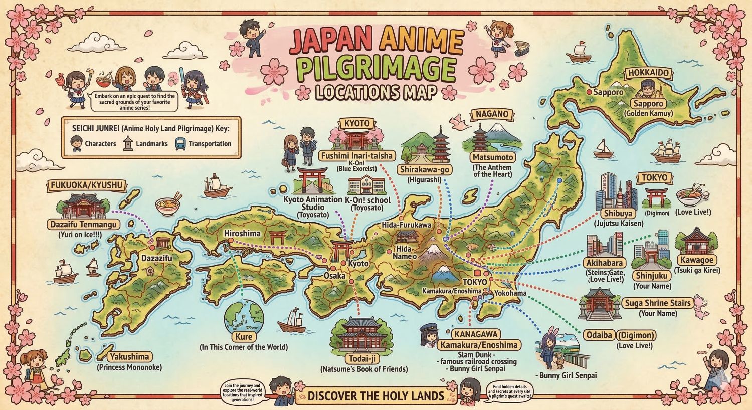 Japan Anime Pilgrimage Locations Map